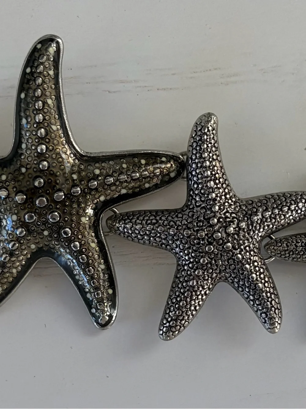 Starfish Link Bracelet in Antique Silver Tone